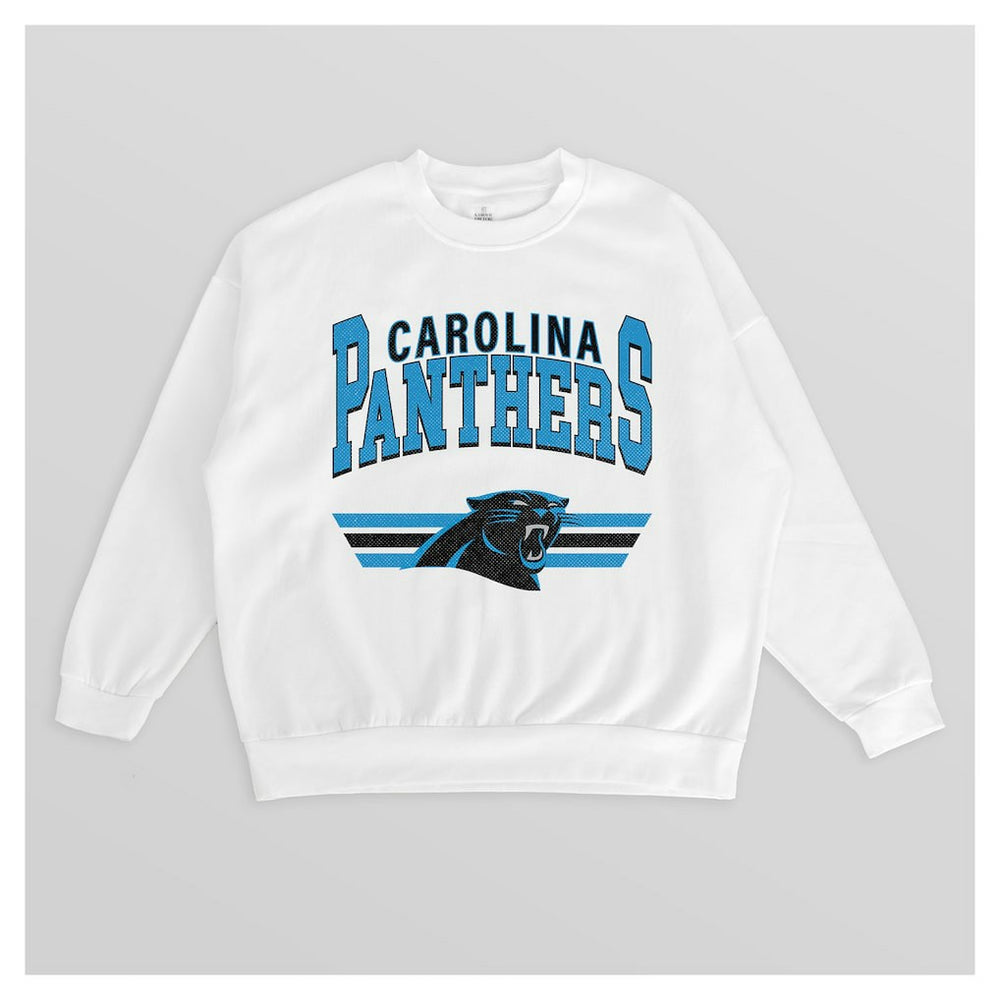 Carolina Panthers Gameday Couture Women's Swift Strike Premium Oversized Fleece Pullover Sweatshirt - White Pullover