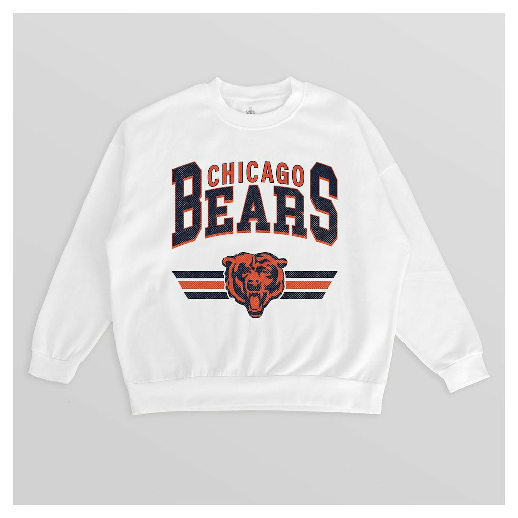 Chicago Bears Gameday Couture Women's Swift Strike Premium Oversized Fleece Pullover Sweatshirt - White Pullover