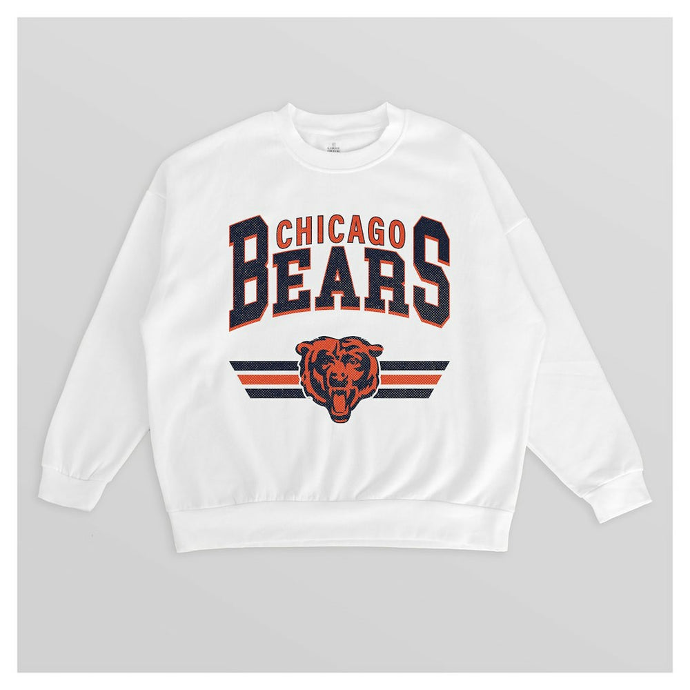 Chicago Bears Gameday Couture Women's Swift Strike Premium Oversized Fleece Pullover Sweatshirt - White Pullover