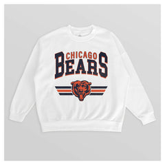 Chicago Bears Gameday Couture Women's Swift Strike Premium Oversized Fleece Pullover Sweatshirt - White Pullover
