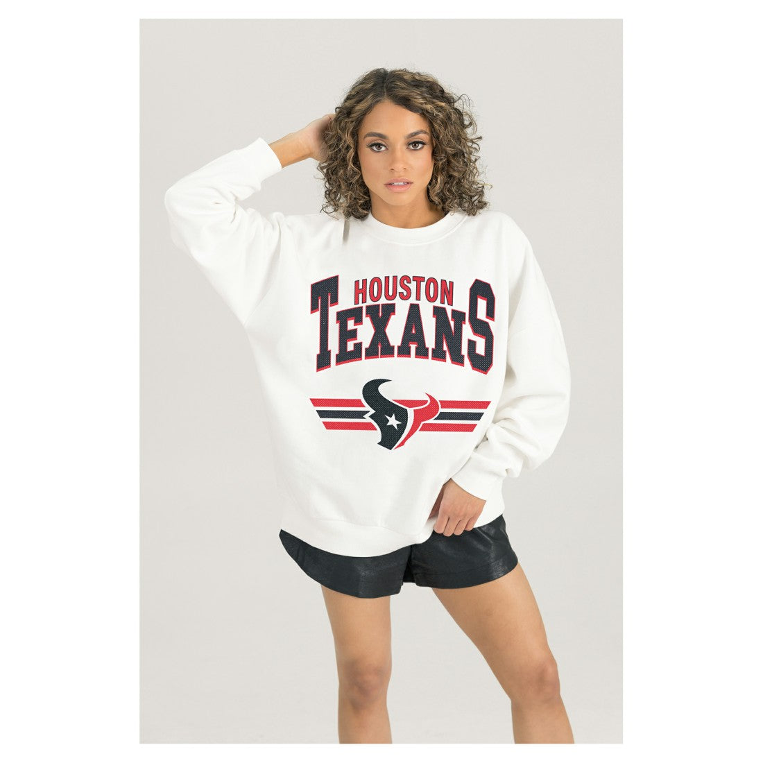 Houston Texans Gameday Couture Women's Swift Strike Premium Oversized Fleece Pullover Sweatshirt - White Pullover