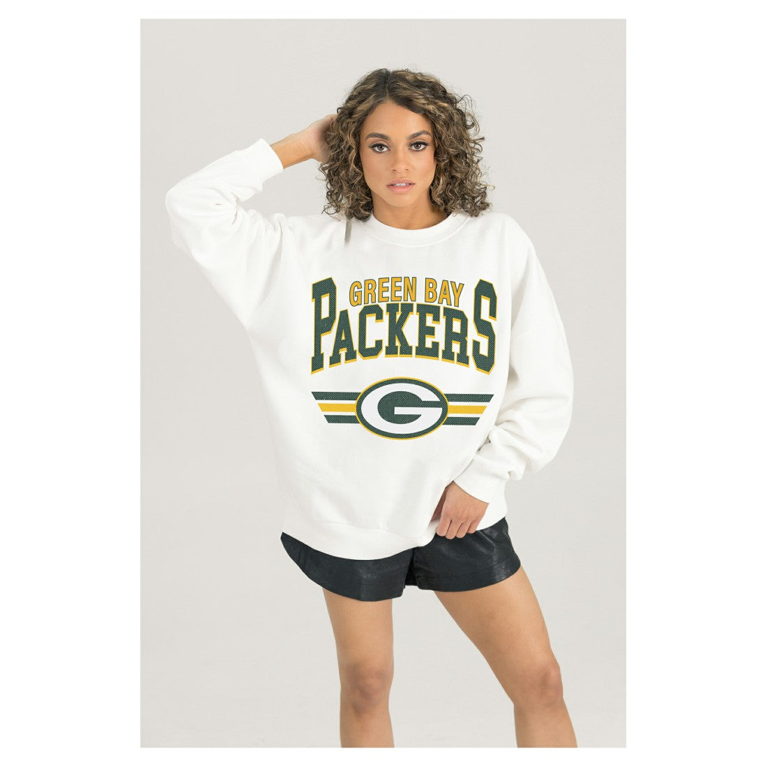 Green Bay Packers Gameday Couture Women's Swift Strike Premium Oversized Fleece Pullover Sweatshirt - White Pullover