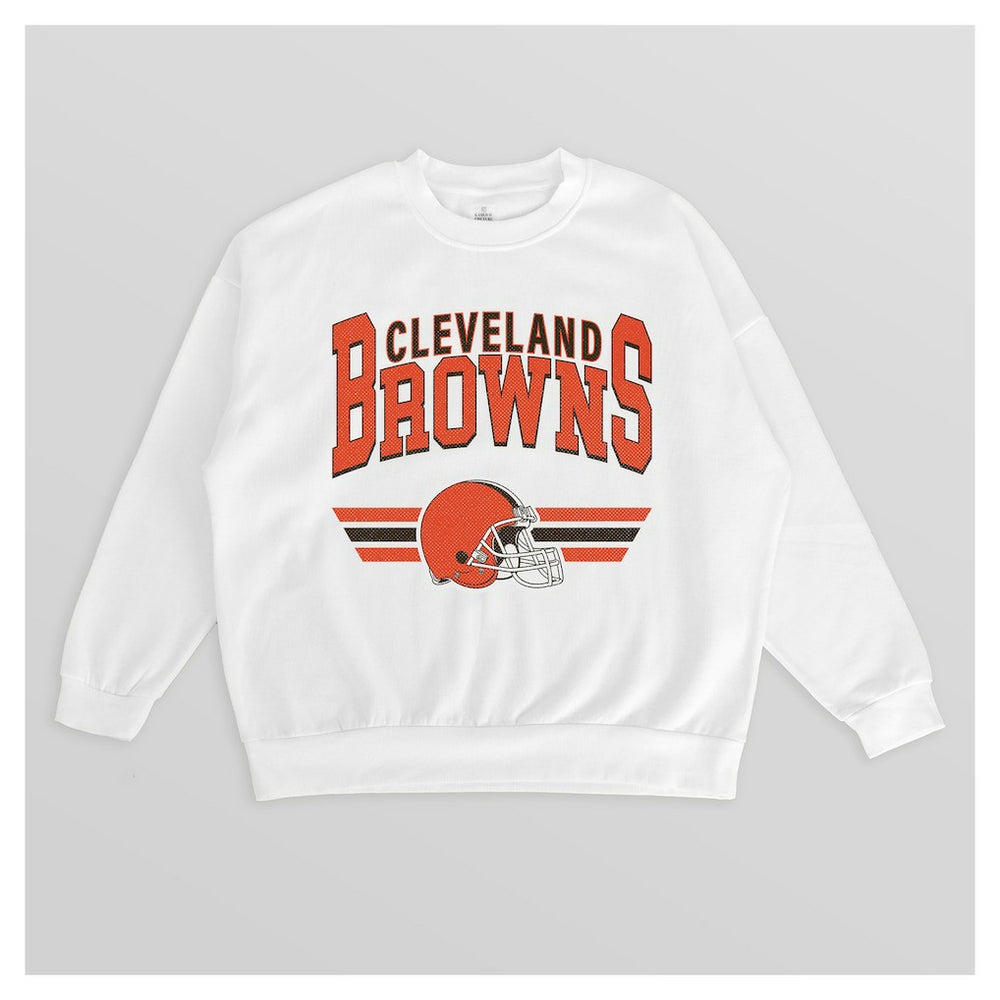 Cleveland Browns Gameday Couture Women's Swift Strike Premium Oversized Fleece Pullover Sweatshirt - White Pullover