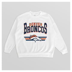 Denver Broncos Gameday Couture Women's Swift Strike Premium Oversized Fleece Pullover Sweatshirt - White Pullover