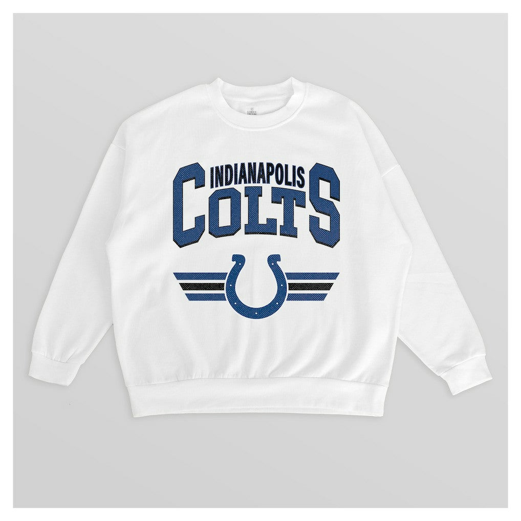 Indianapolis Colts Gameday Couture Women's Swift Strike Premium Oversized Fleece Pullover Sweatshirt - White Pullover