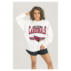 Arizona Cardinals Gameday Couture Women's Swift Strike Premium Oversized Fleece Pullover Sweatshirt - White Pullover
