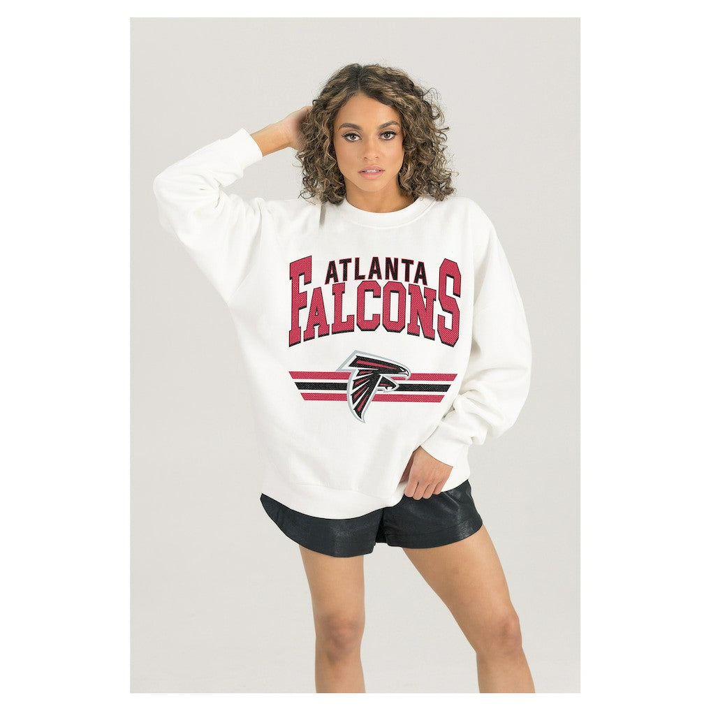 Atlanta Falcons Gameday Couture Women's Swift Strike Premium Oversized Fleece Pullover Sweatshirt - White Pullover