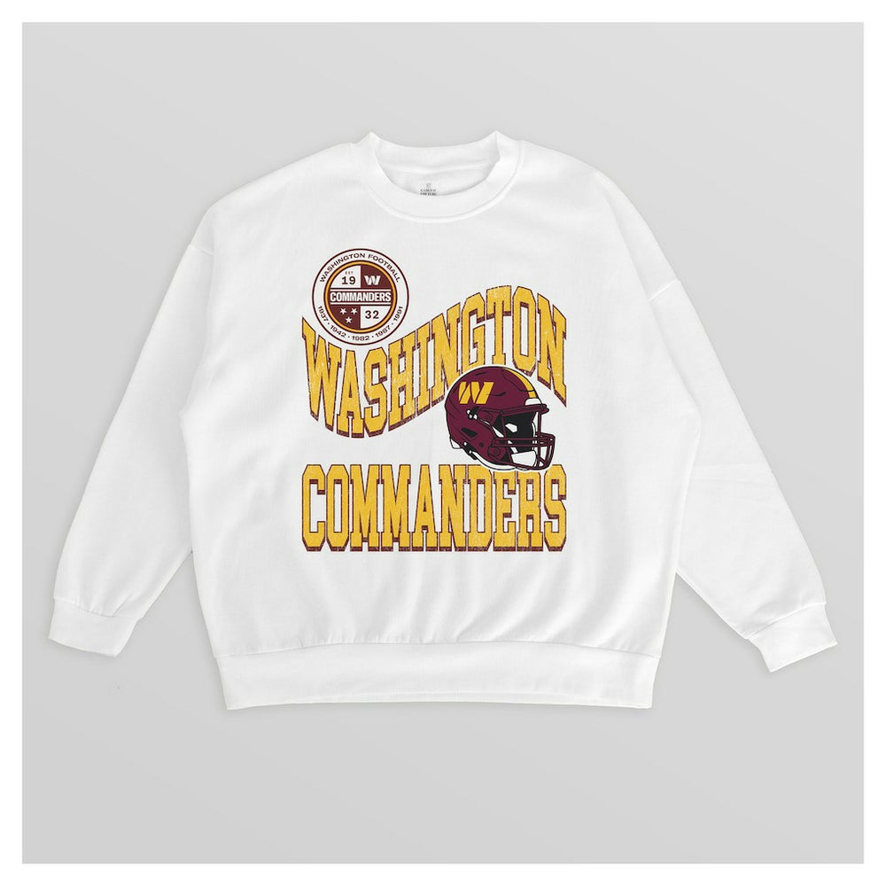 Washington Commanders Gameday Couture Women's Oversized Hard Earned Premium Fleece Pullover Sweatshirt - White Pullover