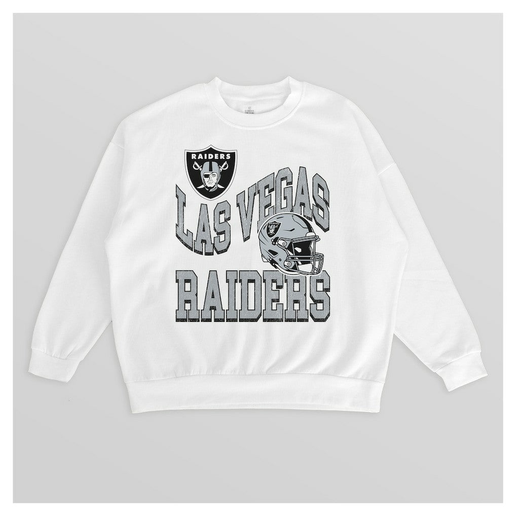 Las Vegas Raiders Gameday Couture Women's Oversized Hard Earned Premium Fleece Pullover Sweatshirt - White Pullover