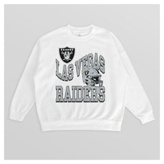 Las Vegas Raiders Gameday Couture Women's Oversized Hard Earned Premium Fleece Pullover Sweatshirt - White Pullover