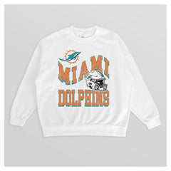 Miami Dolphins Gameday Couture Women's Oversized Hard Earned Premium Fleece Pullover Sweatshirt - White Pullover