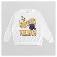 Minnesota Vikings Gameday Couture Women's Oversized Hard Earned Premium Fleece Pullover Sweatshirt - White Pullover