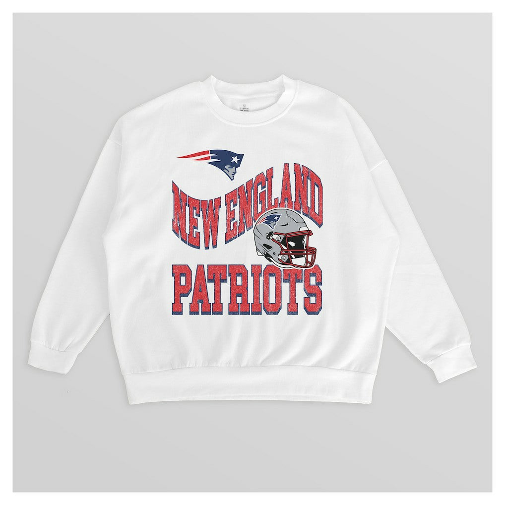 New England Patriots Gameday Couture Women's Oversized Hard Earned Premium Fleece Pullover Sweatshirt - White Pullover