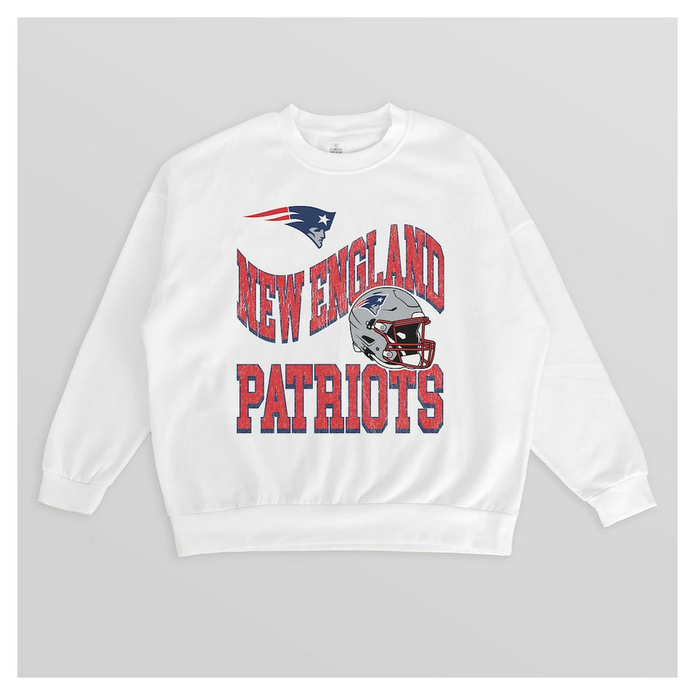 New England Patriots Gameday Couture Women's Oversized Hard Earned Premium Fleece Pullover Sweatshirt - White Pullover