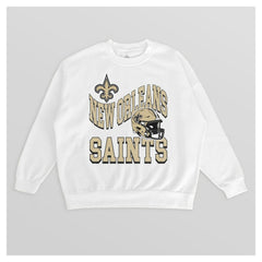 New Orleans Saints Gameday Couture Women's Oversized Hard Earned Premium Fleece Pullover Sweatshirt - White Pullover
