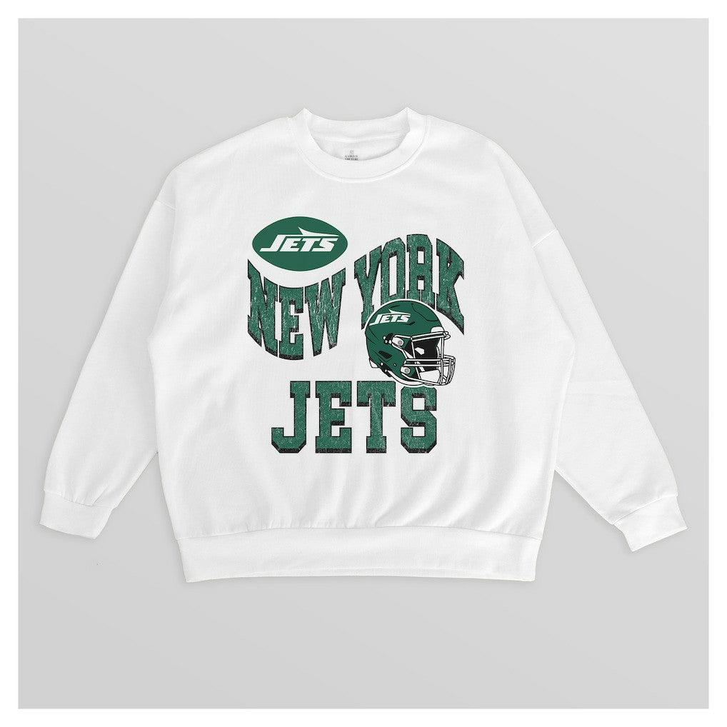New York Jets Gameday Couture Women's Oversized Hard Earned Premium Fleece Pullover Sweatshirt - White Pullover