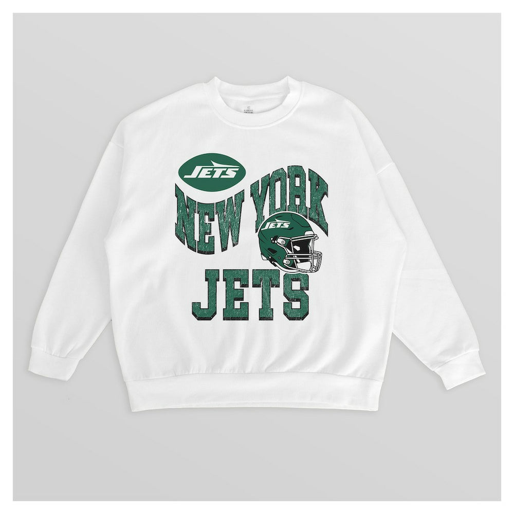 New York Jets Gameday Couture Women's Oversized Hard Earned Premium Fleece Pullover Sweatshirt - White Pullover
