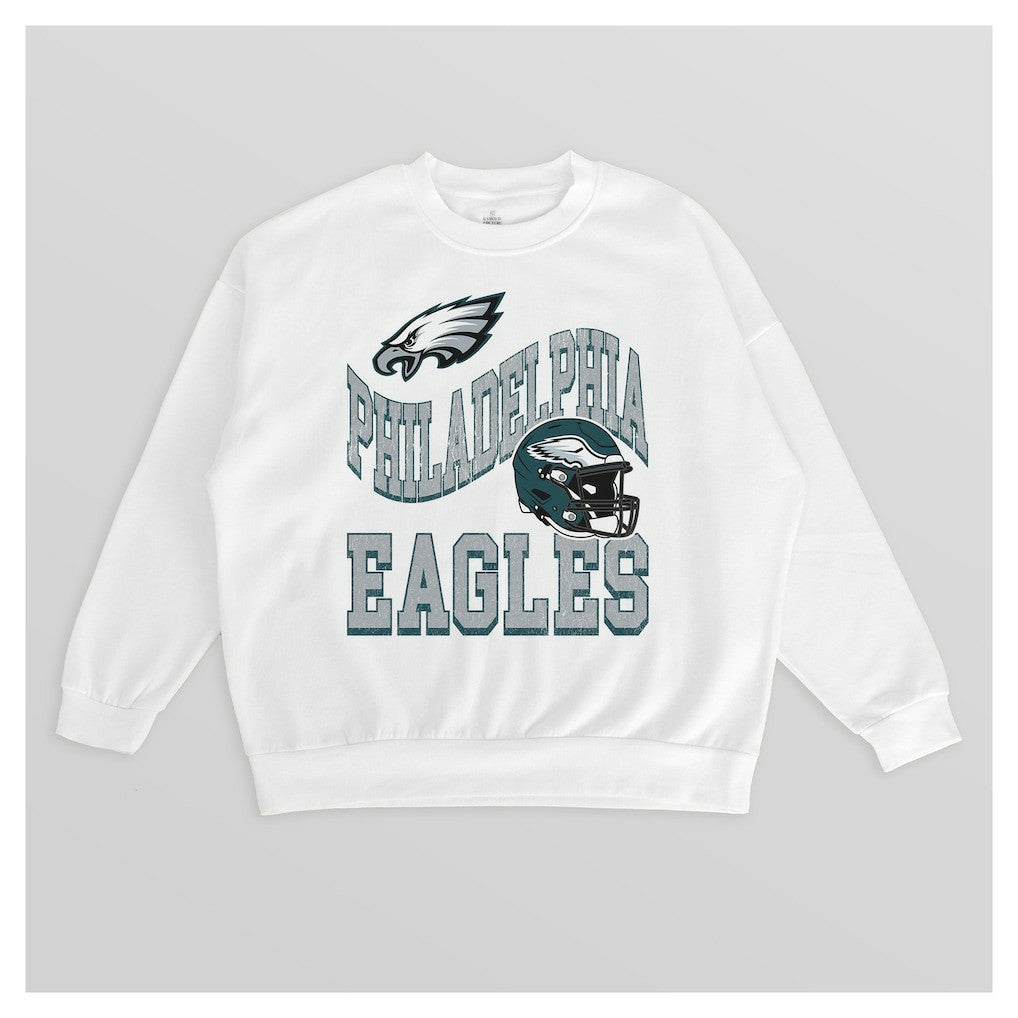 Philadelphia Eagles Gameday Couture Women's Oversized Hard Earned Premium Fleece Pullover Sweatshirt - White Pullover