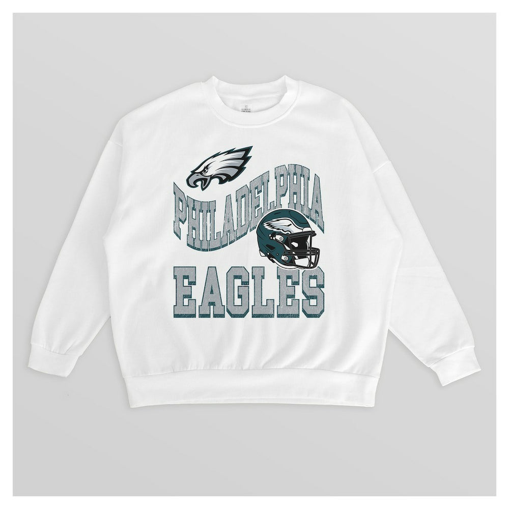 Philadelphia Eagles Gameday Couture Women's Oversized Hard Earned Premium Fleece Pullover Sweatshirt - White Pullover