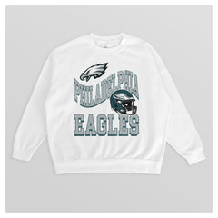 Philadelphia Eagles Gameday Couture Women's Oversized Hard Earned Premium Fleece Pullover Sweatshirt - White Pullover