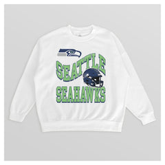 Seattle Seahawks Gameday Couture Women's Oversized Hard Earned Premium Fleece Pullover Sweatshirt - White Pullover