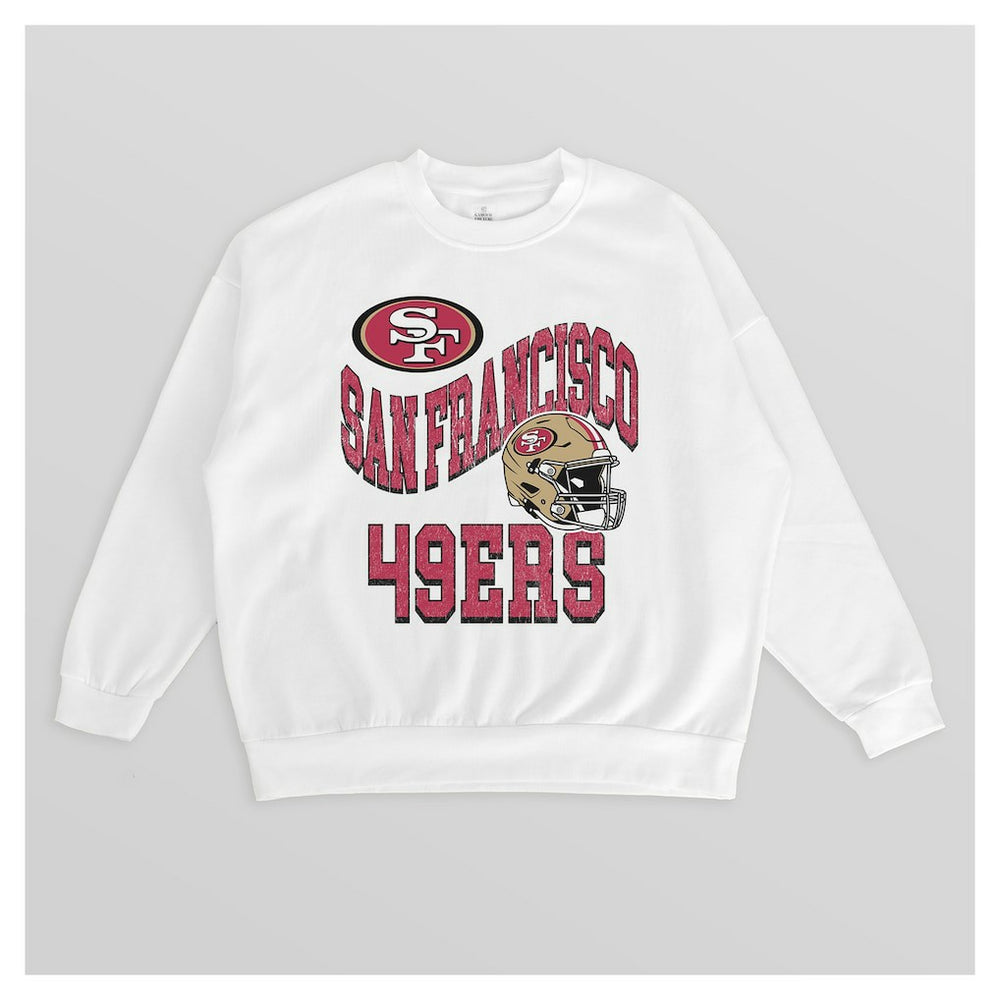 San Francisco 49ers Gameday Couture Women's Oversized Hard Earned Premium Fleece Pullover Sweatshirt - White Pullover