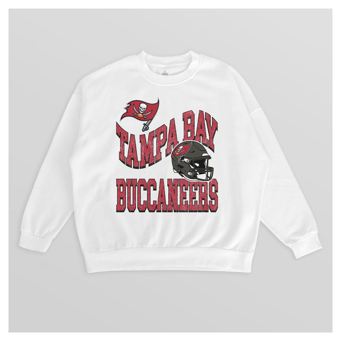 Tampa Bay Buccaneers Gameday Couture Women's Oversized Hard Earned Premium Fleece Pullover Sweatshirt - White Pullover