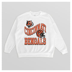 Cincinnati Bengals Gameday Couture Women's Oversized Hard Earned Premium Fleece Pullover Sweatshirt - White Pullover