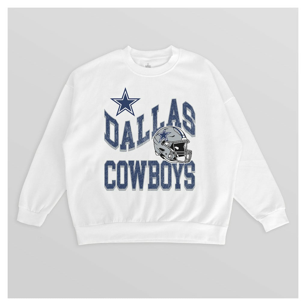 Dallas Cowboys Gameday Couture Women's Oversized Hard Earned Premium Fleece Pullover Sweatshirt - White Pullover