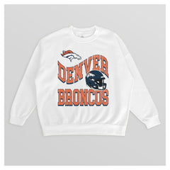 Denver Broncos Gameday Couture Women's Oversized Hard Earned Premium Fleece Pullover Sweatshirt - White Pullover