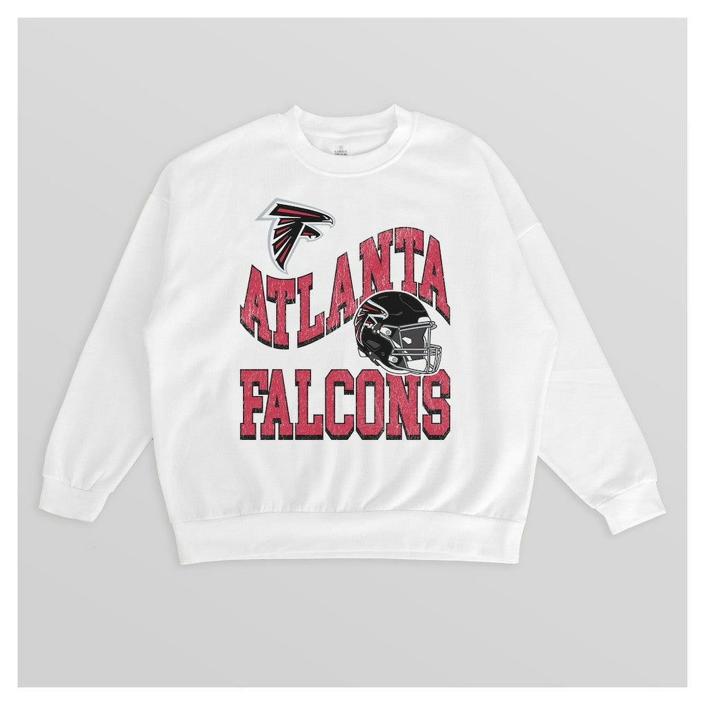 Atlanta Falcons Gameday Couture Women's Oversized Hard Earned Premium Fleece Pullover Sweatshirt - White Pullover