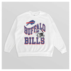 Buffalo Bills Gameday Couture Women's Oversized Hard Earned Premium Fleece Pullover Sweatshirt - White Pullover