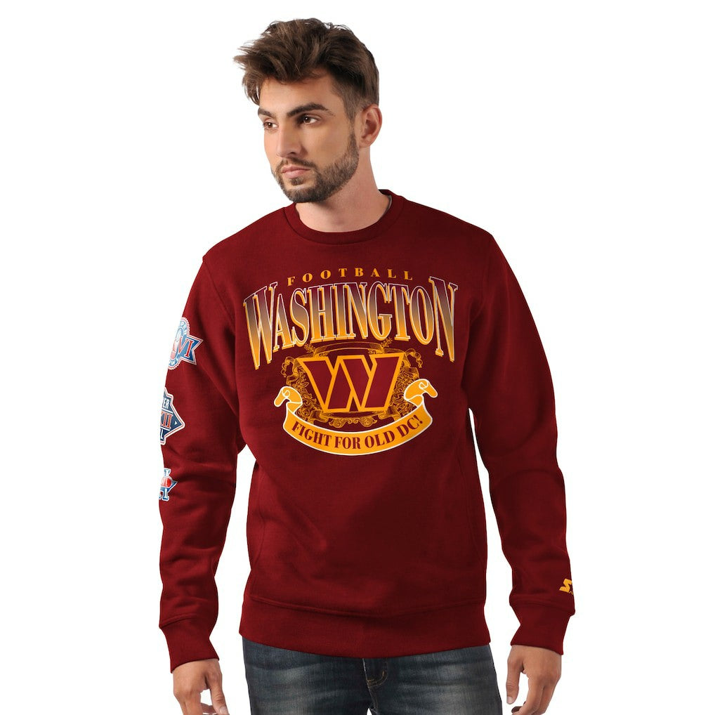 Washington Commanders Starter Fight On Knit Crewneck Sweatshirt - Burgundy Sweatshirts
