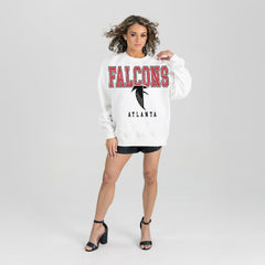 Atlanta Falcons Gameday Couture Women's Classic Sunday Drives Oversized Premium Fleece Pullover Sweatshirt - White Pullover