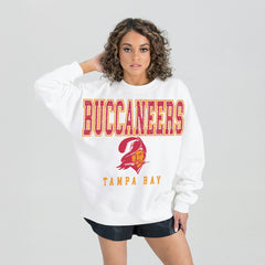 Tampa Bay Buccaneers Gameday Couture Women's Classic Sunday Drives Oversized Premium Fleece Pullover Sweatshirt - White Pullover