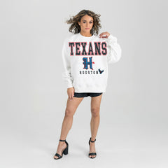 Houston Texans Gameday Couture Women's Classic Sunday Drives Oversized Premium Fleece Pullover Sweatshirt - White Pullover