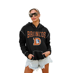 Denver Broncos Gameday Couture Women's Studded Pullover Hoodie - Black Hoodies