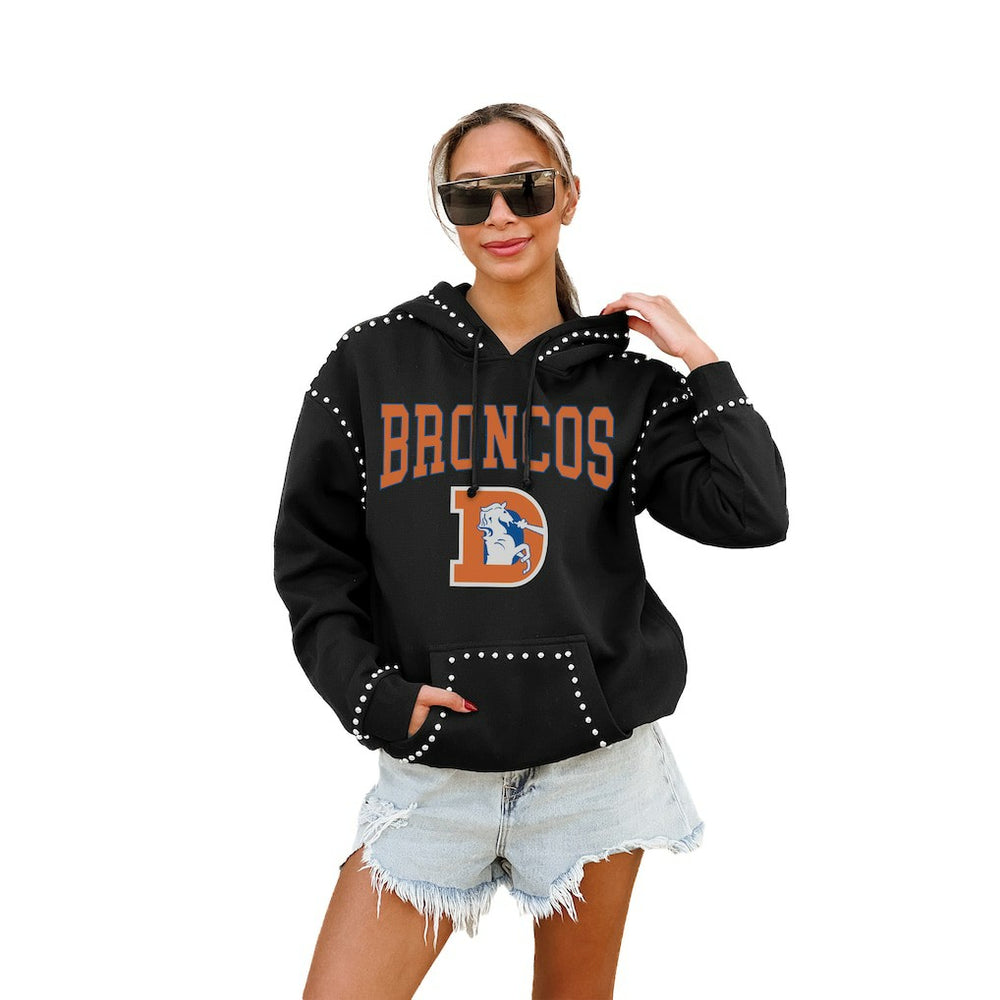 Denver Broncos Gameday Couture Women's Studded Pullover Hoodie - Black Hoodies