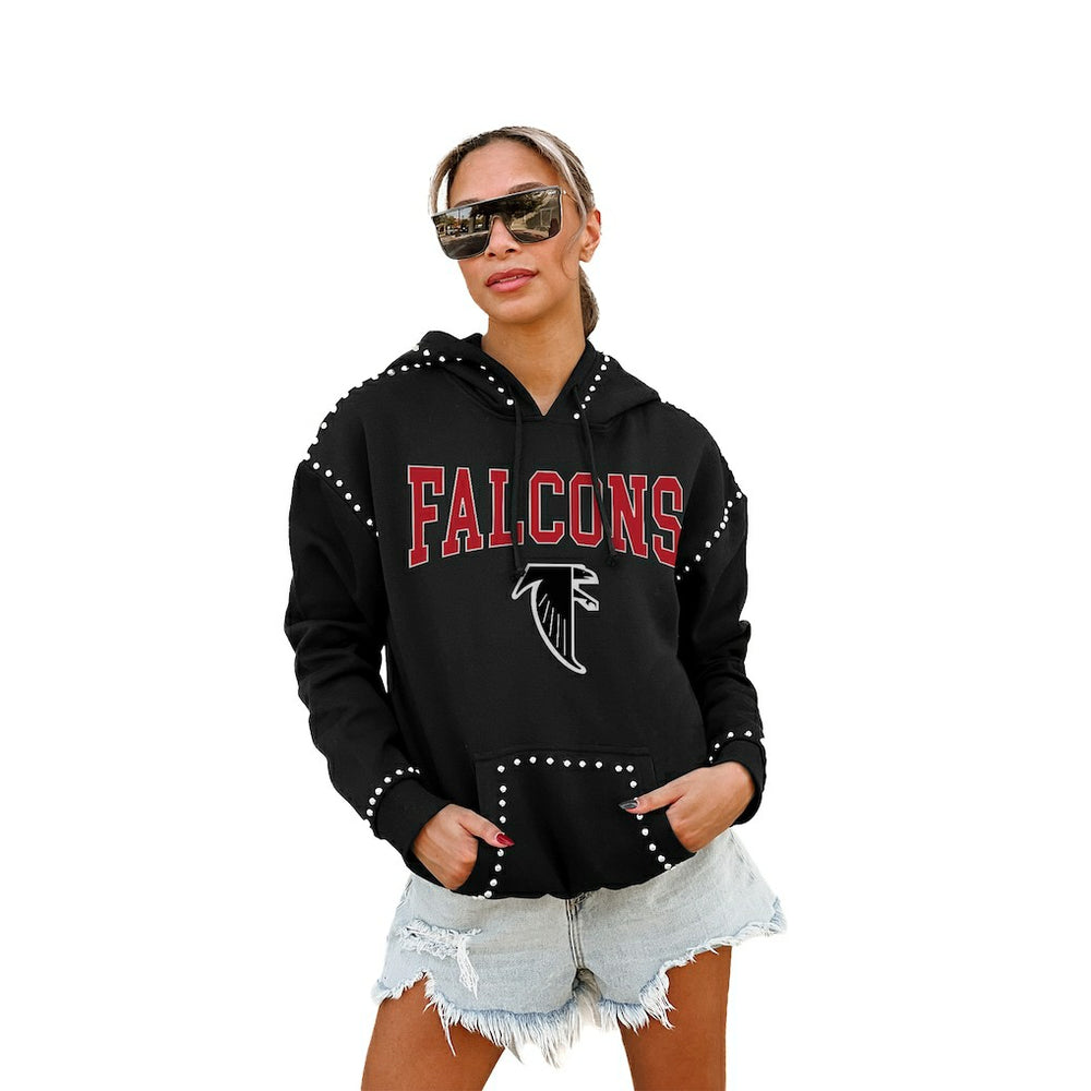 Atlanta Falcons Gameday Couture Women's Studded Pullover Hoodie - Black Hoodies