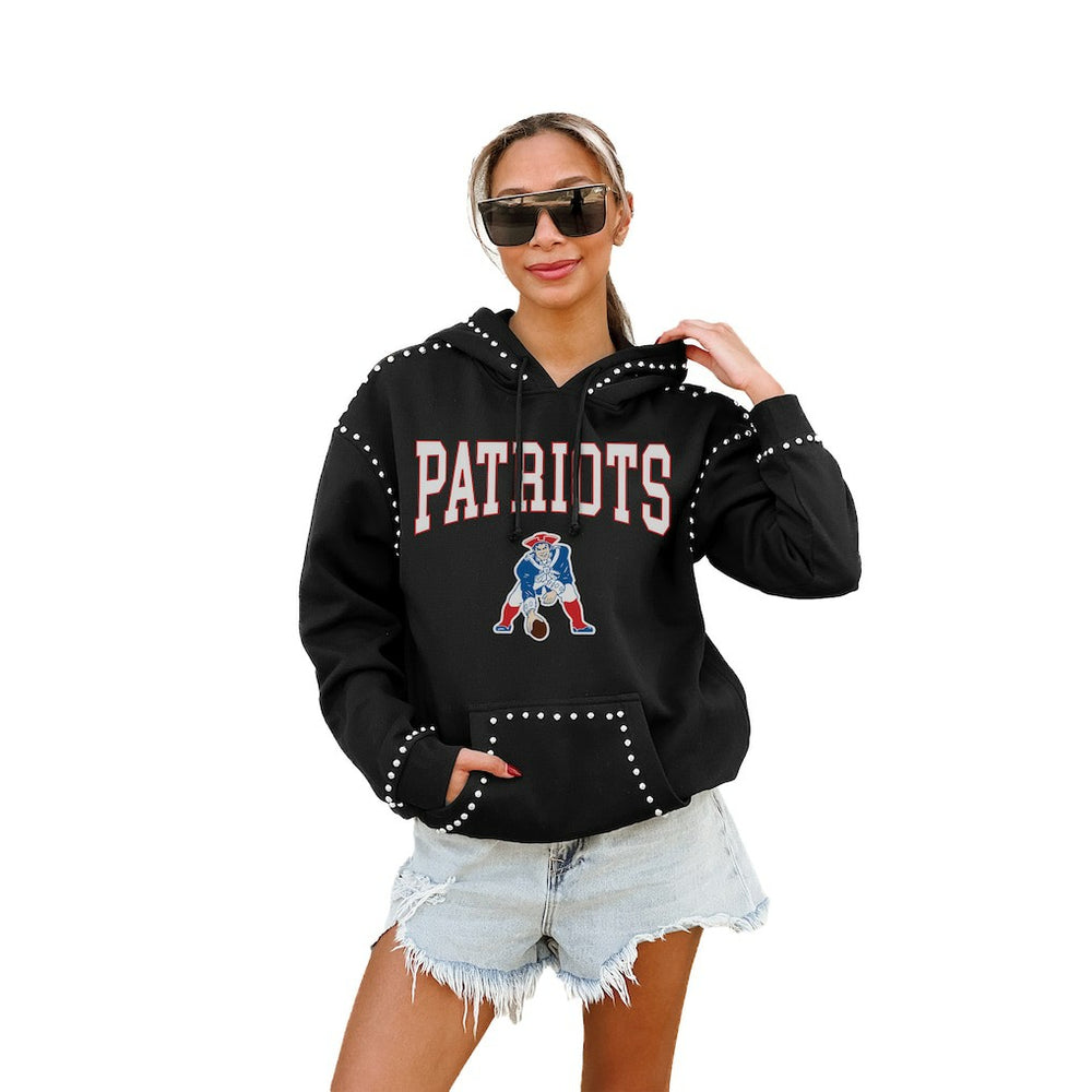 New England Patriots Gameday Couture Women's Studded Pullover Hoodie - Black Hoodies