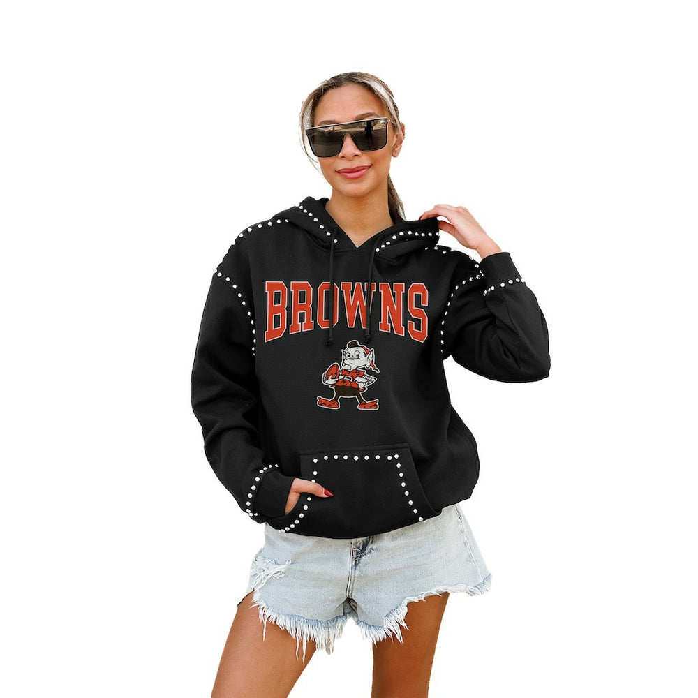 Cleveland Browns Gameday Couture Women's Studded Pullover Hoodie - Black Hoodies
