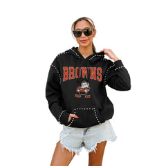 Cleveland Browns Gameday Couture Women's Studded Pullover Hoodie - Black Hoodies