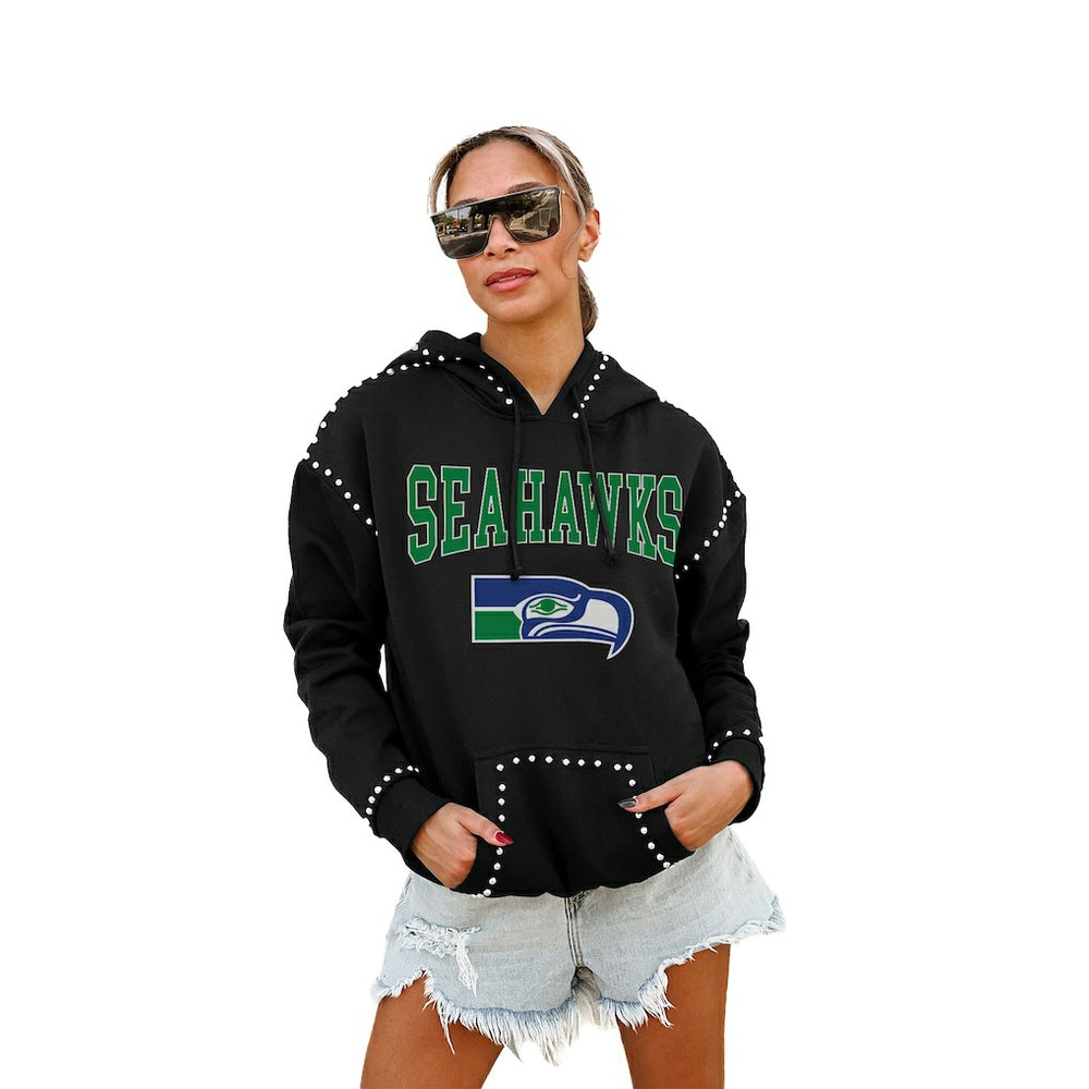 Seattle Seahawks Gameday Couture Women's Studded Pullover Hoodie - Black Hoodies