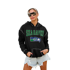 Seattle Seahawks Gameday Couture Women's Studded Pullover Hoodie - Black Hoodies