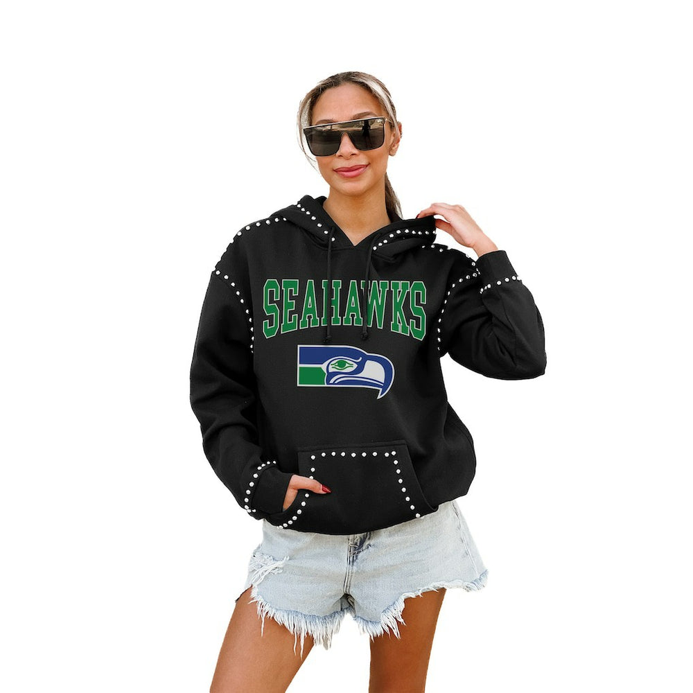 Seattle Seahawks Gameday Couture Women's Studded Pullover Hoodie - Black Hoodies