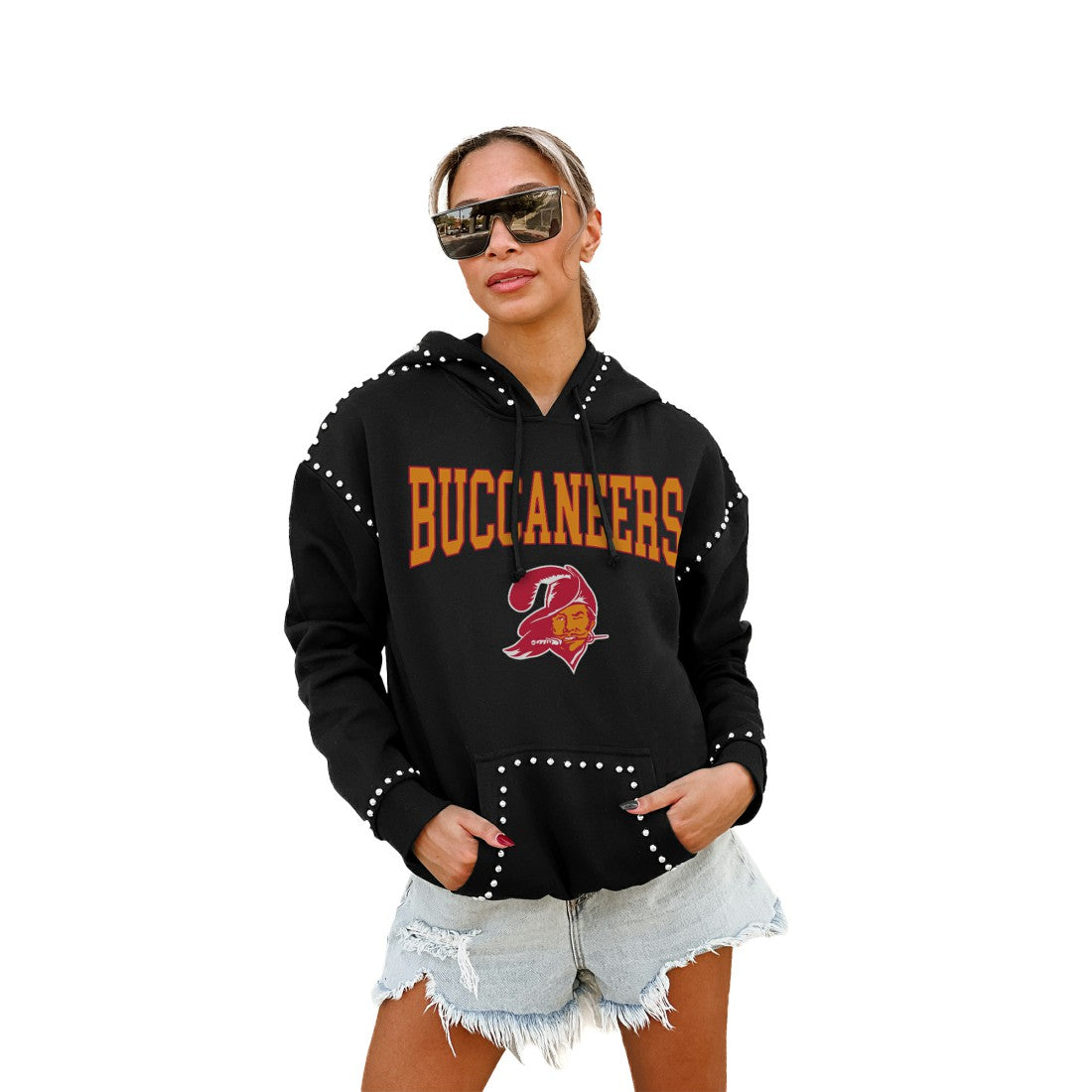 Tampa Bay Buccaneers Gameday Couture Women's Studded Pullover Hoodie - Black Hoodies