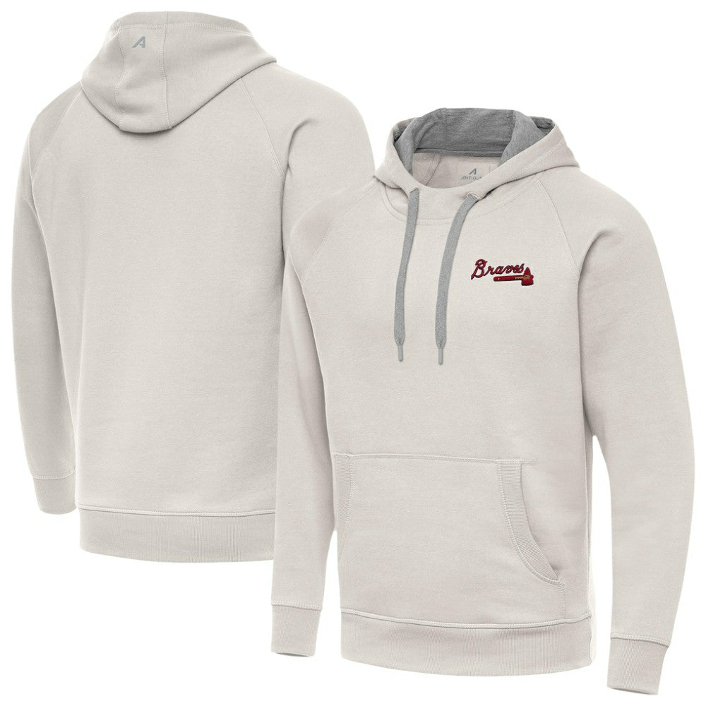 Atlanta Braves Antigua Victory Pullover Hoodie - Cream Hoodies
