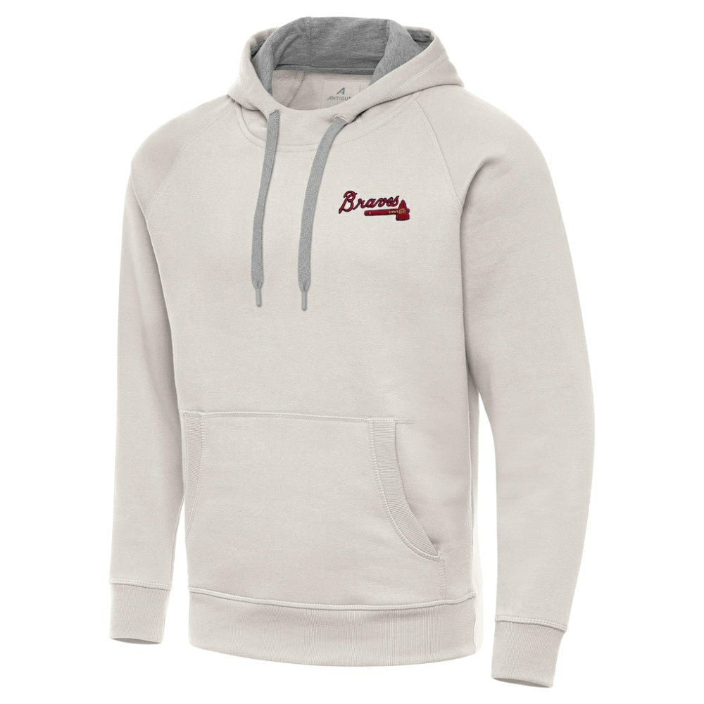 Atlanta Braves Antigua Victory Pullover Hoodie - Cream Hoodies
