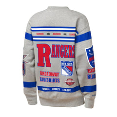 New York Rangers Mitchell & Ness Youth Allover Print Fleece Crewneck Sweatshirt - Heather Gray | US 203328818