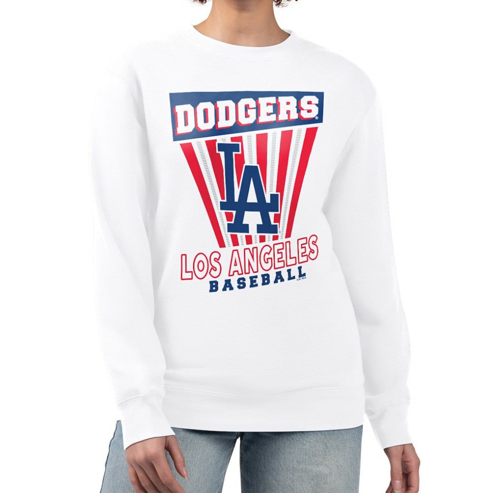 Los Angeles Dodgers Starter Women's Poster Print Team Fleece Pullover Sweatshirt - White Pullover